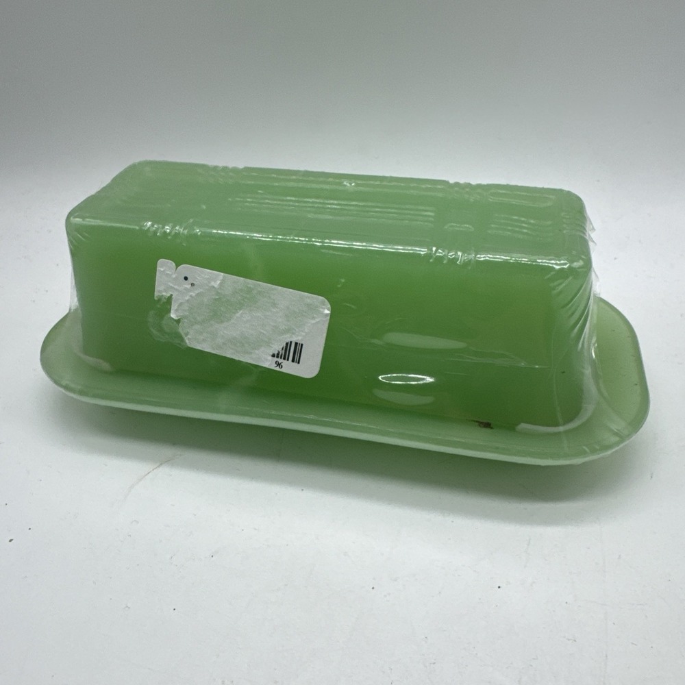 TableCraft Jadeite Green Glass Butter Dish